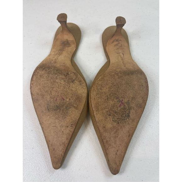 Manolo Blahnik women’s shoes size 38.5 tan with black rhinestone - Picture 7 of 8